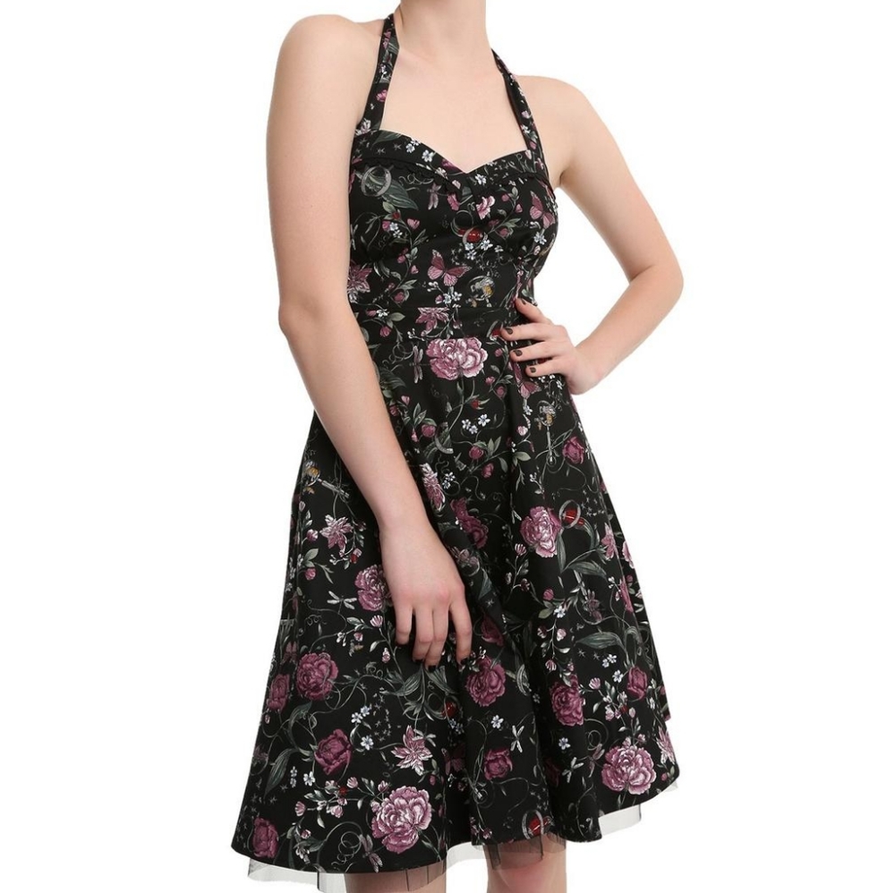 Hot Topic Black Floral and Insects Dress Size XS